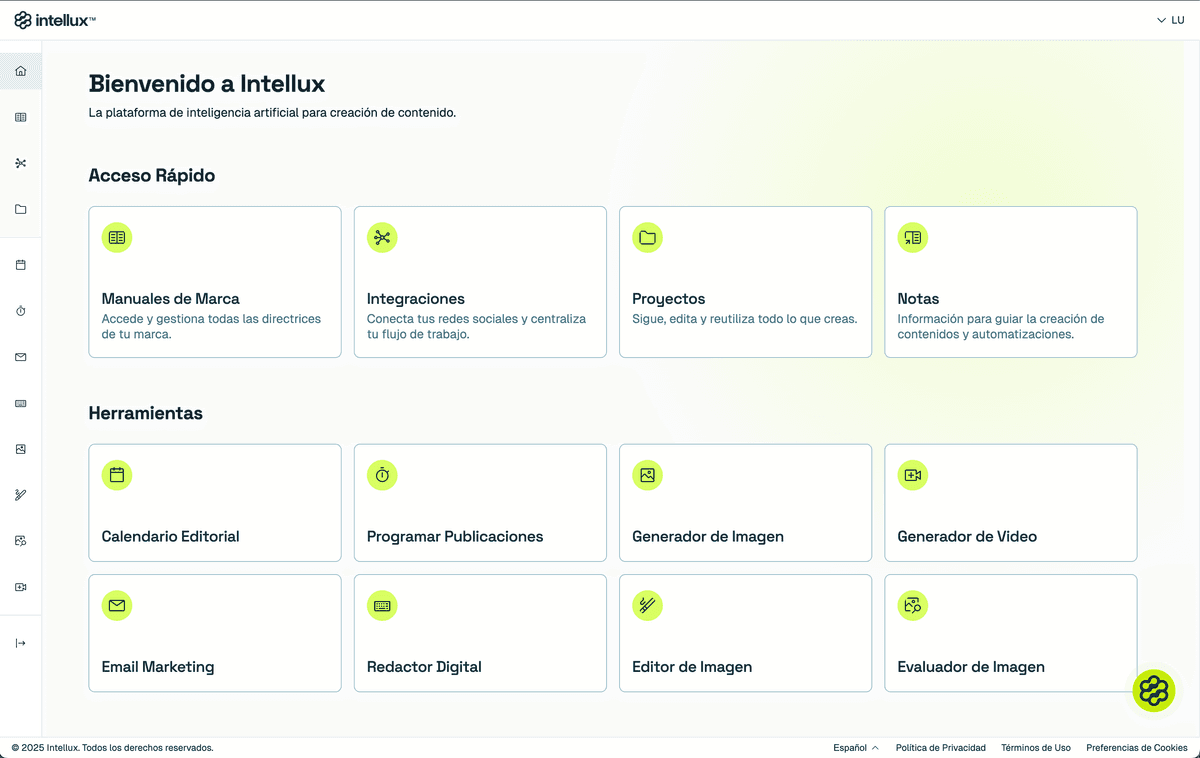 Plataforma Intellux - Dashboard de Soluções Intellux Platform